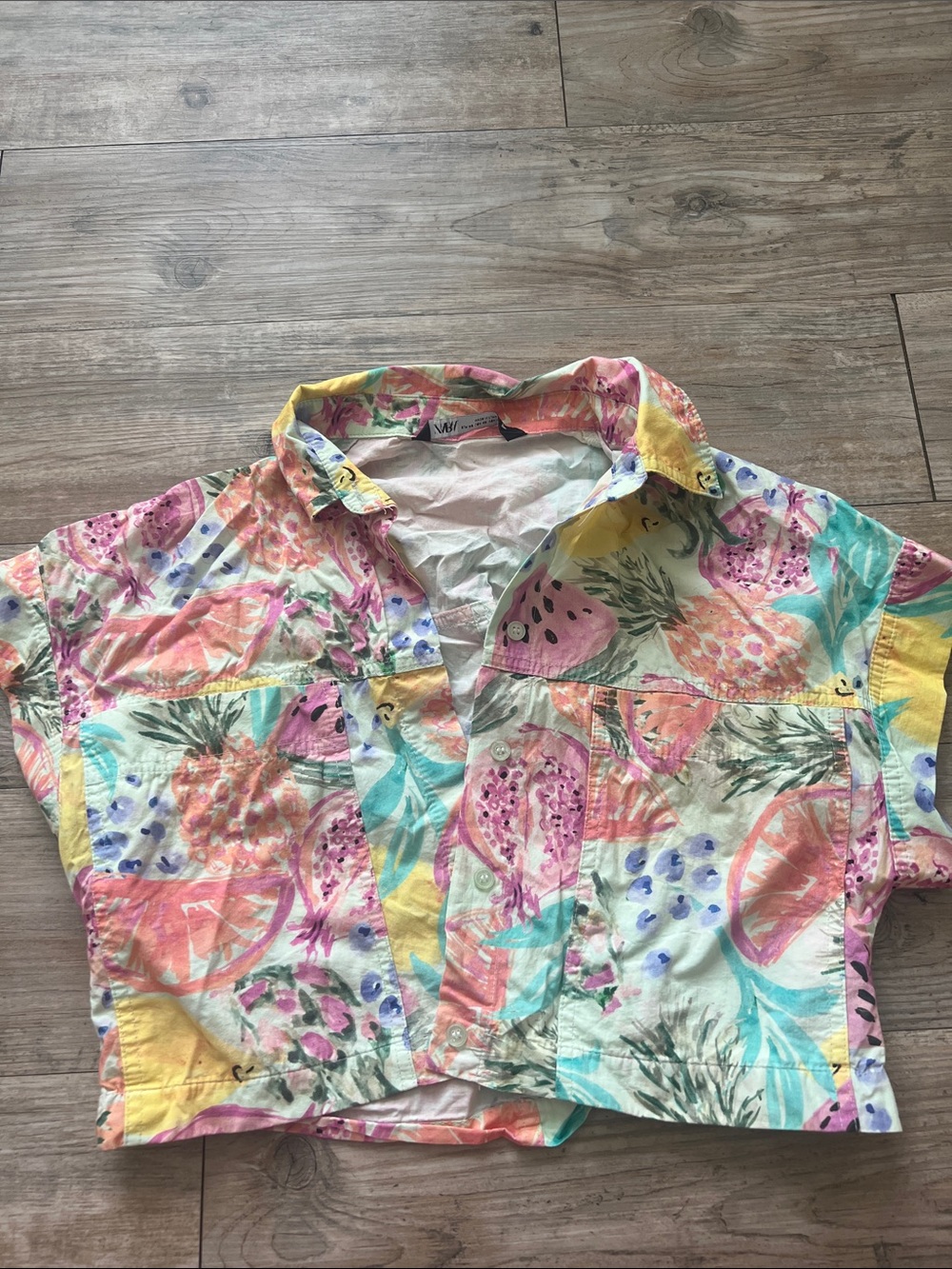 Zara Multicolor Tropical Fruit Print Crop Top